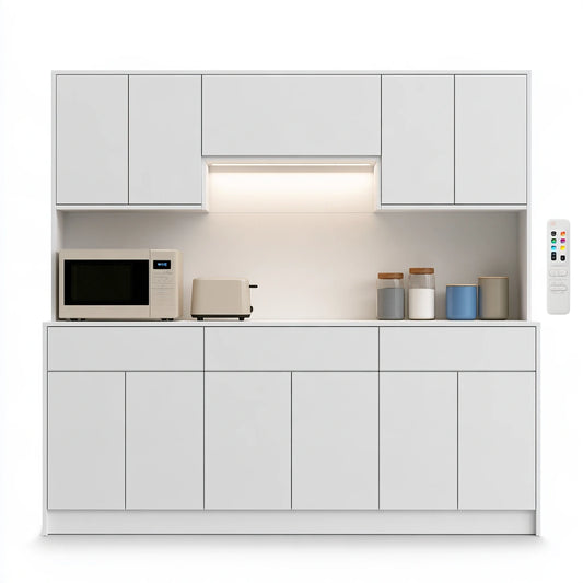 Credenza da cucina dalle linee essenziali, colore bianco